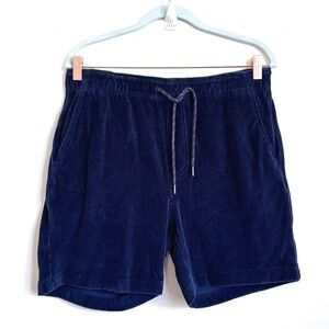 Faherty Mens Essential Italian Knit Cord Shorts Size M Navy Pull On Drawstring